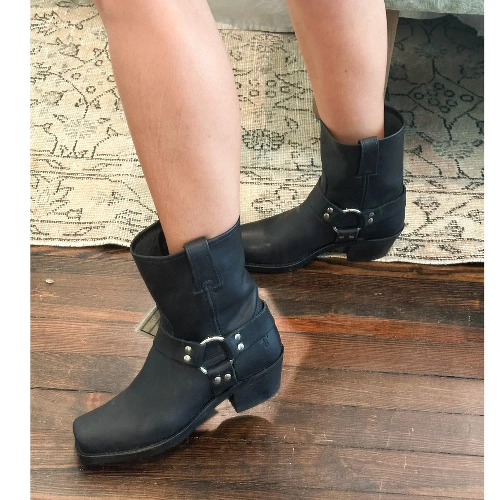 Frye Vintage Smoke Brown Harness Ankle Boots Y2K Size 9